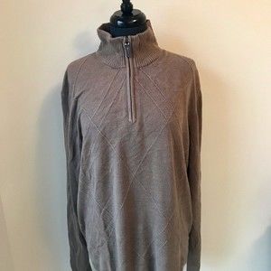 TRICOTS ST RAPHAEL Sweater Quarter Zip Pullover Knit Mockneck Cigar Brown NWT